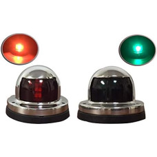 A Pair of Red Green Stainless Steel LED Navigation Bow Lights
